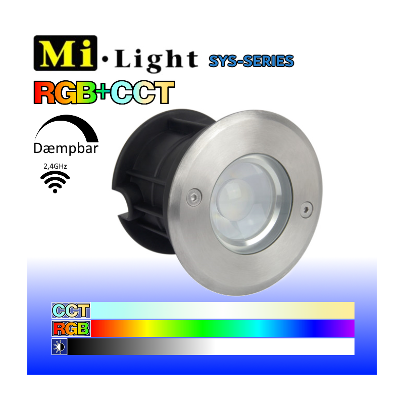Mi•Light SYS nedgravningsspot 24V IP68 350LM RGB+CCT