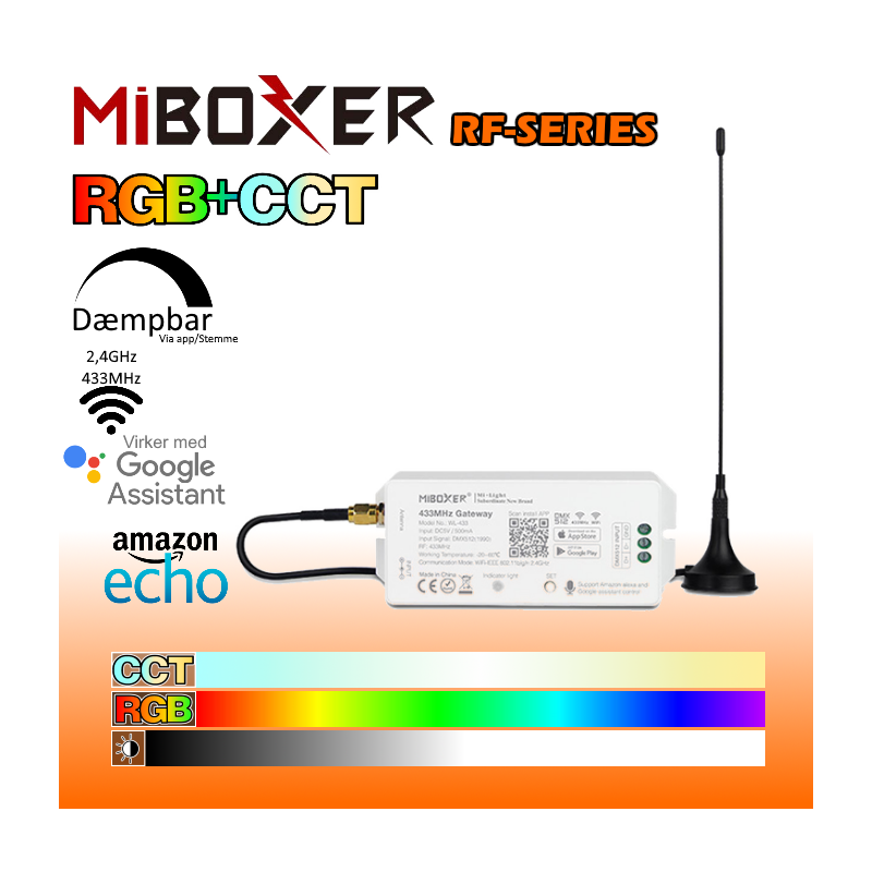 MiBoxer RF 433MHz Gateway til WiFi 2,4GHz