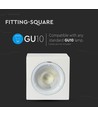 Gips påbygningslampe GU10 - Firkantet, uden lyskilde