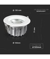 Outlet: V-Tac 10W LED indbygningsspot - Hul: Ø12 cm, Mål: Ø13.5 cm, 230V