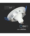 Downlight kit uden lyskilde - Hul: Ø7,5 cm, Mål: Ø9,1 cm, mat hvid, vælg MR16 eller GU10 fatning