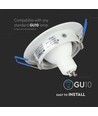 MR16 eller GU10 Downlight kit, Uden lyskilde, Mat hvid, Hul: Ø7,5 cm, Mål: Ø9,1 cm