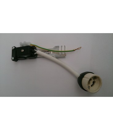 Oversigt over dele til et downlight kit, der viser hvordan frontrammen og fatningen er adskilt.