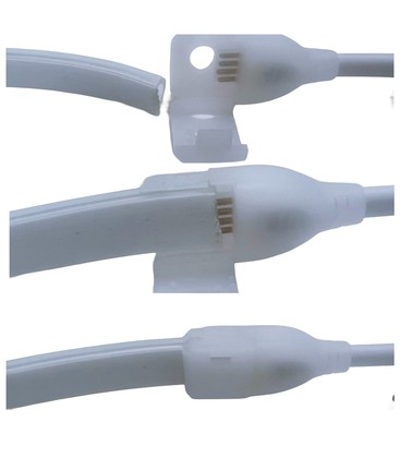 Mellemstykke og clip-on connector til korrekt montering af LED strips.