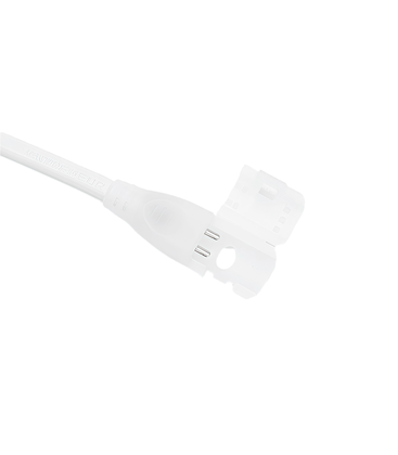 Nærbillede af vandtæt stik og endeprop til IP67 Neon COB LED strip, der sikrer beskyttelse mod fugt.