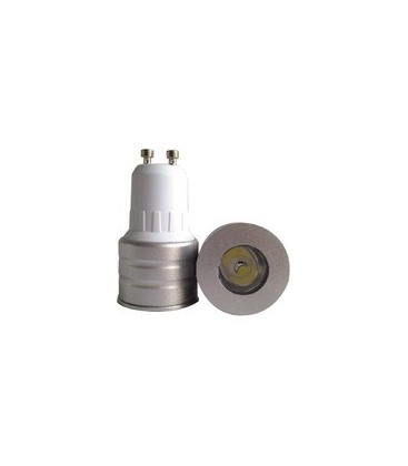 En Mini GU10 LED pære med en diameter på 35mm til små spotarmaturer.